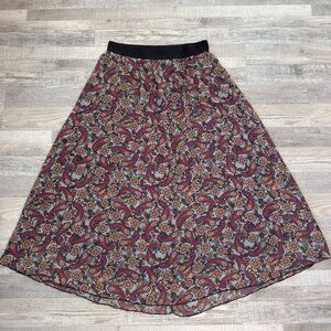 Lularoe multicolor paisley maxi skirt wide elastic waist size XL P41